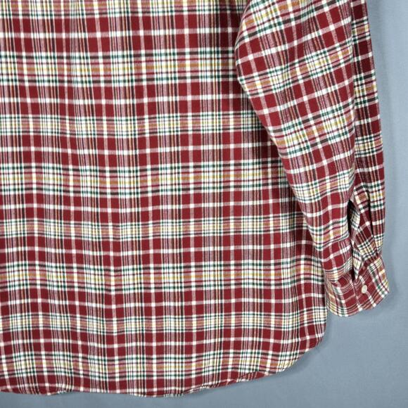 Ralph Lauren Big Shirt Mens Medium Red Plaid Button Front Long Sleeve Cotton - Picture 10 of 10